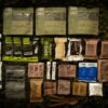a group of packages of food